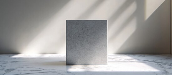 Poster - Concrete Cube on Marble Surface with Light Rays