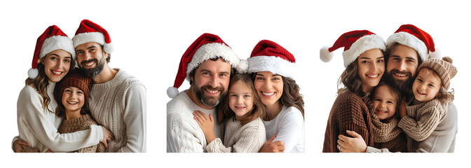 Portrait of the whole family wearing Christmas hats