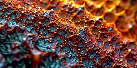 Poster - A close up of a red and blue plant with a fuzzy texture