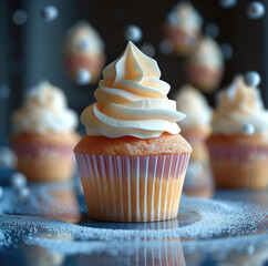 Poster - Cupcakes on air, Desserts sweet cake concept.