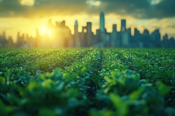 Canvas Print - City Skyline and Field