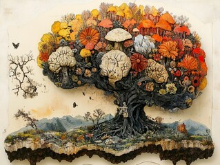 Wall Mural - Whimsical Tree Art: A Tapestry of Nature's Wonders