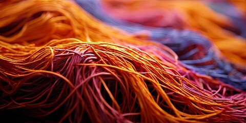Poster - A bunch of colorful yarn is shown in a close up