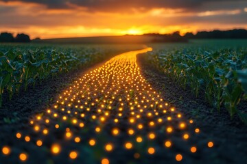 Sticker - Path of Lights in a Field