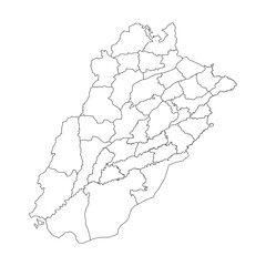  Punjab map with districts. Vector illustration.