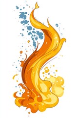 Wall Mural - Abstract Yellow and Orange Swirl with Blue Bubbles