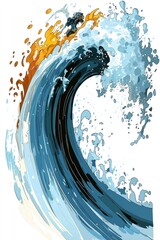 Poster - Abstract Wave with Yellow Splashes