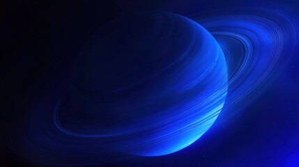 Canvas Print - neptune great dark spot storm, swirling in the planet deep blue atmosphere, surrounded by faint ring