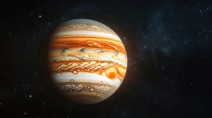 Canvas Print - the gas giant jupiter with its iconic storm systems and swirling clouds, featuring the vibrant orang