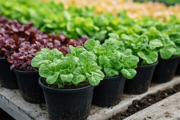 Canvas Print - Closeup of Green Plants in Pots