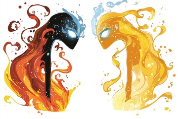 Poster - Abstract Fire and Water Spirits