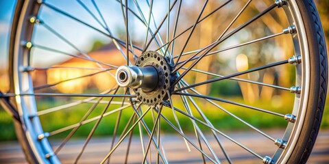 Detail of a bicycle wheel with spokes and tire , spokes, rubber, metal, wheel, close-up, round, bike, cycling, transportation, pattern