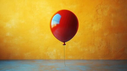 Wall Mural - Red Balloon Against Yellow Wall