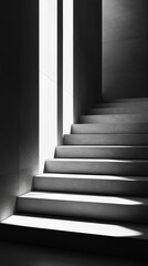 Aufkleber - Monochrome stairway with dramatic lighting, minimalist interior design concept