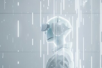 Poster - A futuristic exploration of virtual reality blending art and technology in an immersive digital landscape. Generative AI