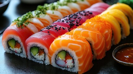 Canvas Print - Colorful Sushi Rolls