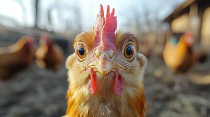 Wall Mural - Close-up of a curious chicken