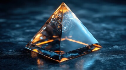 Canvas Print - Glass Pyramid with Golden Glow