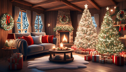 Wall Mural - Festive Christmas atmosphere and greetings