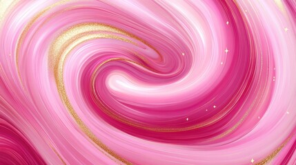 Aufkleber - This exquisite abstract marble texture features soft pink swirls infused with gold flecks, ideal for backgrounds in high-end designs and artistic projects