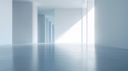 Poster - A minimalist interior space with bright lighting and smooth surfaces.
