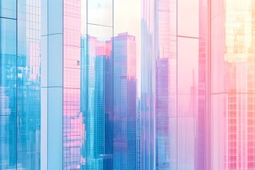 Poster - A chic and contemporary cityscape featuring towering skyscrapers modern architectural details and shimmering reflections in the glass surfaces of the buildings