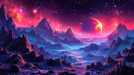 Wall Mural - unknown planet from outer space. space nebula. cosmic cluster of stars. outer space background