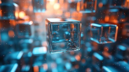 Poster - Glass Cubes Abstract Background