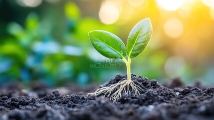 A young plant sprouting from rich soil, symbolizing growth and renewal.