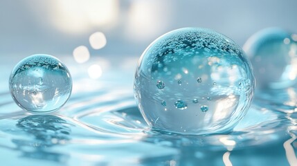 Wall Mural - Crystal Spheres Floating on Water