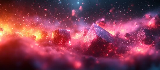 Canvas Print - Cosmic Cubes in a Red Nebula