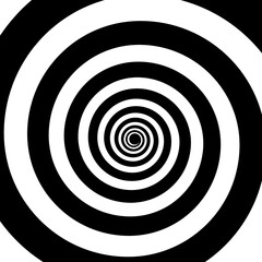 Poster - Psychedelic hypnotic swirl or spiral pattern with hypnosis effect, vector background. Hypnotic spiral tunnel of white black swirls and twirls of wormhole optical illusion or psychedelic effect pattern