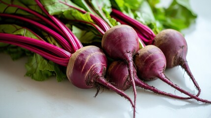 Sticker - Fresh beetroots with greens, showcasing vibrant colors and natural produce.