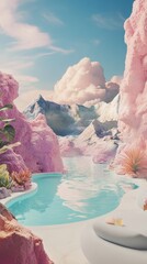 Canvas Print - Surreal spa treatment in a dreamlike landscape.