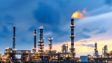 Poster - Impressive and Captivating Petrochemical Plant Showcasing the Advanced Process of Refining Petroleum into a Diverse Range of High Value Chemical Products for Various Industries