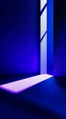 Poster - Blue abstract light and shadow in a minimalistic space