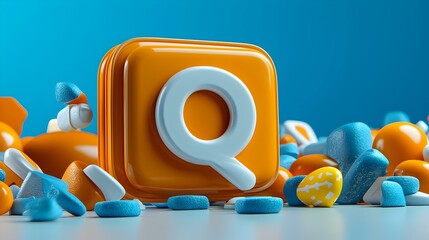 Poster - Quora Q Icon Design, vibrant orange and white colors, modern aesthetic, sleek and simple layout, engaging digital presence, user-friendly interface