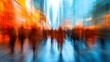 © milkyway - Blurred Business Crowd Walking in Busy Corporate Downtown City Center