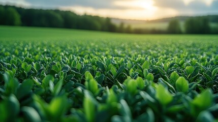 Wall Mural - Green Field Sunset