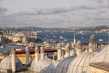 Aufkleber - A scenic look at the Bosphorus waterway surrounded by Istanbul's unique rooftops