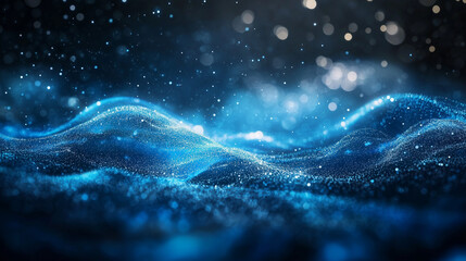 Wall Mural - blue glow particle abstract bokeh background
