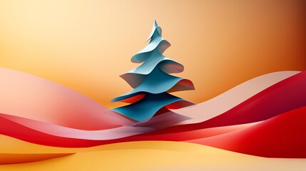 Abstract Christmas tree with colorful flowing shapes