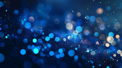 Wall Mural - Blue glow particle abstract bokeh background
