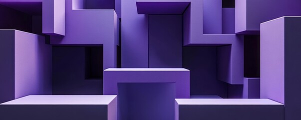 Aufkleber - Purple geometric abstract background with 3d blocks