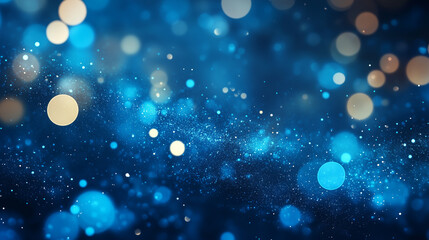 Wall Mural - Blue glow particle abstract bokeh background
