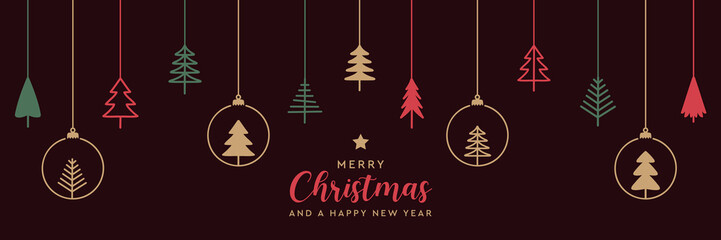 Wall Mural - hanging christmas tree and gift decoration greeting card vector illustration