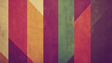 Poster - Dark abstract geometric background in 4K resolution featuring grainy textures and a striking blend of deep colors such as red, green, purple, perfect for creating bold and modern backdrops or banners