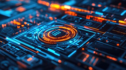 Poster - A futuristic digital interface transforming into a 3D physical model, representing digital transformation in manufacturing and prototyping.