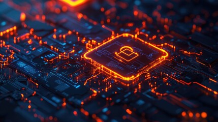 Poster - A network with glowing security layers and shields, visualizing the protection offered by advanced cyber security technologies in enterprise systems.
