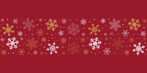 Wall Mural - banner christmas card with golden snowflake border vector illustration